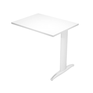 Allungo diretto con fianco metal a T 80x60xH.72 cm bianco Presto gamba verniciata effetto cromato