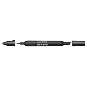 Pennarello Winsor&Newton Promarker doppia punta fine-scalpello 2,5-0,5mm - Nero XB - 0203030
