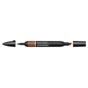 Pennarello Winsor&Newton Promarker doppia punta fine-scalpello 2,5-0,5mm - burnt sienna - 0203074