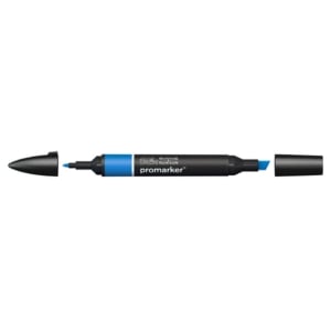 Pennarello Winsor&Newton Promarker doppia punta fine-scalpello 2,5-0,5mm - true blue - 0203371
