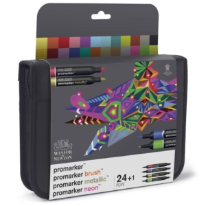 Set Pennarelli doppia punta Winsor&Newton Promarker e Promarker brush in Astuccio - Assortiti - 0290037 (conf.24)