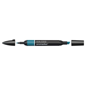 Pennarello Winsor&Newton Promarker doppia punta fine-scalpello 2,5-0,5mm - Blu petrolio - 0203064
