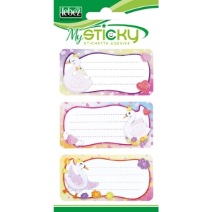 Etichette adesive scuola Lebez MySticky soggetto girl - fantasie assortite - 8,5 x 16 cm - A4089 (conf. da 6 etichette)