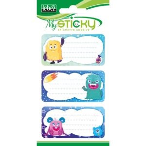 Etichette adesive scuola Lebez MySticky soggetto fantasy - fantasie assortite - 8,5 x 16 cm - A4090 (conf. da 6 etichette)