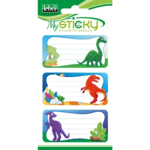 Etichette adesive scuola Lebez MySticky soggetto boy - fantasie assortite - 8,5 x 16 cm - A4088 (conf. da 6 etichette)