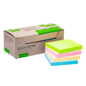 Foglietti riposizionabili riciclati Q-Connect 76x76 mm Assortiti pastello - KF17324 (12 blocchetti da 100 foglietti)