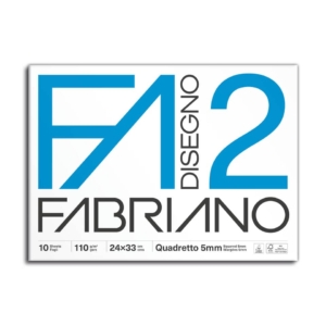 Album da disegno Fabriano F2 punto metallico 110g/m² 24x33 cm 10 fogli lisci - quadrettato 5 mm - 04204311