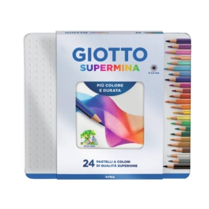 Matite colorate GIOTTO Supermina in scatola di metallo Colori Assortiti - Ømina 3,8 mm - F236800 (conf.24)