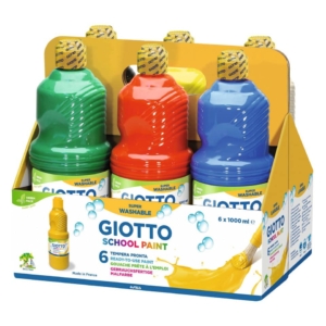 Tempera pronta GIOTTO School Paint in flacone 1 litro - Colori Assortiti - F530900 (conf.6)