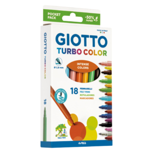 Pennarelli GIOTTO Turbo Color in fibra punta fine 2,8 mm - Colori Assortiti - F073400 (conf.18)