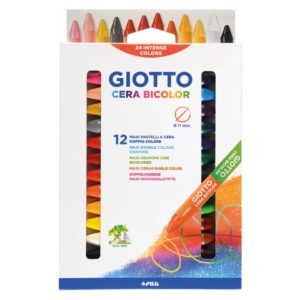 Pastelli a cera GIOTTO Bicolor - Colori Assortiti Ø11 mm - F291300 (conf.12)