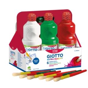 Tempera a base d'acqua GIOTTO Extra Quality flacone 1 litro - Colori Assortiti - F53460000 (conf.6)