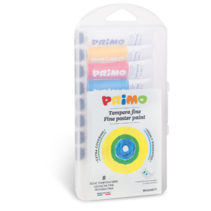 Tempere 12 ml - scatola in polipropilene 8 tubetti Primo Assortiti - 441T8SP