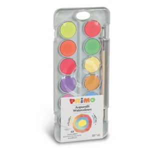 Acquerelli speciali Primo 12 pastiglie Ø30 mm colori fluo e metallizzati Assortiti - 115A12FM (5 pezzi)