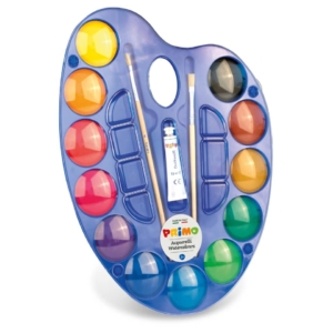 Acquerelli Primo 12 pastiglie Ø44 mm Colori Assortiti + tavolozza - 102A12TOM (5 pezzi)