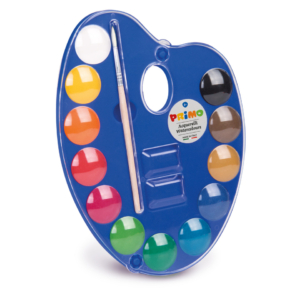 Acquerelli Primo 12 pastiglie Ø25 mm Colori Assortiti + tavolozza - 101A12TO (5 pezzi)