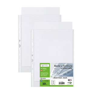 Buste a foratura universale in PP liscio Sei Rota Atla T Plus - altissimo spessore Trasparente 25x35 cm - 662535 (conf.10)