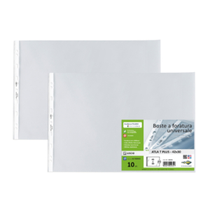Buste a foratura universale in PP liscio Sei Rota Atla T Plus - altissimo spessore Trasparente 42x30 cm - 664216 (conf.10)