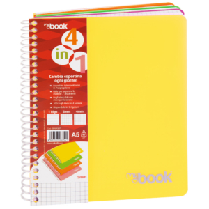 Quaderno Maxi spiralato con fori e copertina 4 in 1 Nikoffice A4 - 100 fogli - 80g/m² 5 mm - Colore assortito - 30NIK084