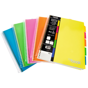 Quaderno Maxi spiralato Nikoffice con fori e separatori - 100 fogli - 80g/m² formato A5 - 5 mm - Colore assortito - 30NIK106/A5