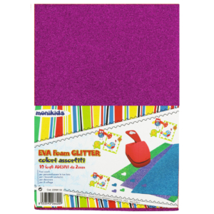 Foam in gomma Nikoffice EVA formato A4 Colori Assortiti glitterato adesivo - 23NIK133 (conf.10 fogli)