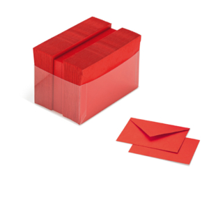 Biglietti augurali con busta Favini Burano 7,2x11 cm - Rosso scarlatto - A57C141 (conf.100)