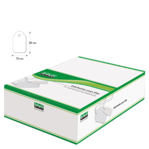 Etichette con filo in cartoncino Bianco Lebez formato 15x24 mm - A388 (conf.1000)