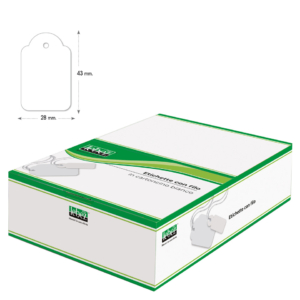 Etichette con filo in cartoncino Bianco Lebez formato 28x43 mm - A391 (conf.500)