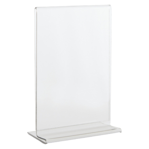 Portadepliant in PET Lebez con base a T formato A6 10,5x15cm - Trasparente - 80996