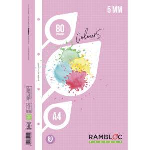 Ricambi rinforzati quaderni ad anelli Rambloc formato A4 colore Rosa - 40 fogli - 5 mm - 90524125