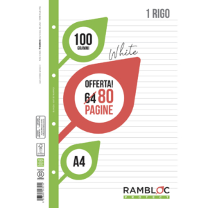 Ricambi per quaderni ad anelli Rambloc formato A4 - 100g/m² - 40 fogli 1 rigo 90524321