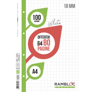 Ricambi per quaderni ad anelli Rambloc formato A4 - 100g/m² - 40 fogli 10 mm 90524320