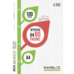 Ricambi per quaderni ad anelli Rambloc formato A4 - 100g/m² - 40 fogli 4 mm 90524318