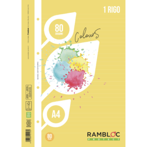 Ricambi rinforzati quaderni ad anelli Rambloc formato A4 colore Giallo - 40 fogli - 1R - 90524123