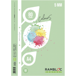 Ricambi rinforzati quaderni ad anelli Rambloc formato A4 colore Verde - 40 fogli - 5 mm - 90524355