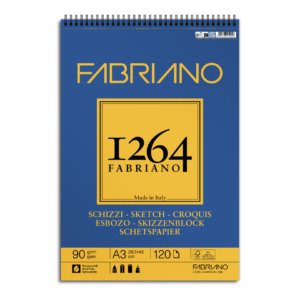 Blocco spiralato Fabriano 1264 schizzi 90g/m² A3 - 120 fogli - 19100639