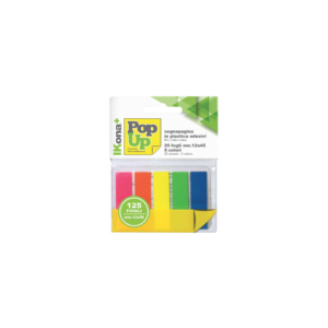 Segnapagina adesivi Ikona 5 pad da 25 foglietti cad. - colori assorititi - 12x45 mm 11728 (conf. da 5 blocchetti)