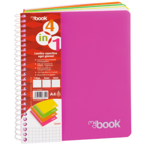 Quaderno Maxi spiralato con fori e copertina 4 in 1 Nikoffice A4 - 100 fogli - 80g/m² 1R - Colore assortito - 30NIK083
