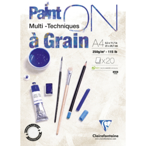 Blocchi collati Clairefontaine Paint'on a grain - formato A4 - 20 fogli - 975049C (conf.4)
