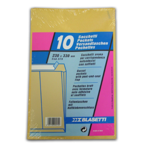 Buste Blasetti a sacco Avana con soffietto e strip - 230x330 mm - 579 (40 buste)