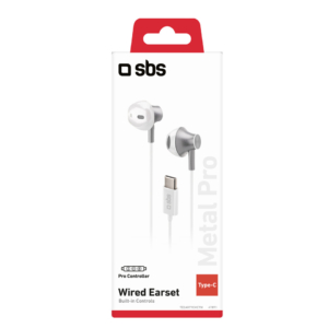 Auricolari Semi in ear SBS in metallo - connettore Type-C - microfono - Bianco TEEARTYCMETW