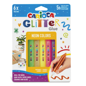 Colle colorate 10,5 ml Carioca effetto glitter - colori neon - 42111 (conf.6)
