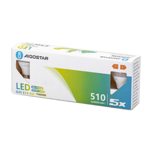 Lampadine LED Aigostar G45 E14 6W luce naturale - 4000K 331696 (conf.5)