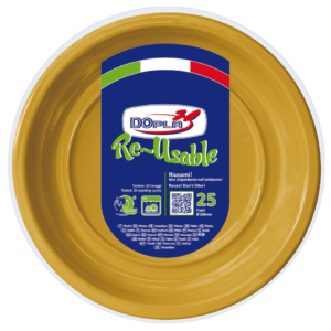 Piatti fondi in polistirene Dopla Reusable oro Ø 205 mm 11859 (conf.25)