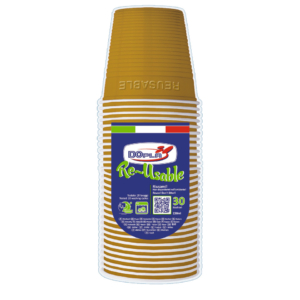 Bicchieri in polistirene Dopla Reusable oro 230 ml 22713 (conf.30)