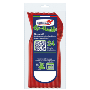 Cucchiaini compact in polistirene Dopla Reusable 125 mm rosso 03956 (conf.24)