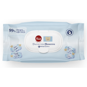 Salviettine Sensitive Trudi Baby Care con tappo - 99% acqua pura 100% tessuto naturale - 00771 (conf.64 salviette)