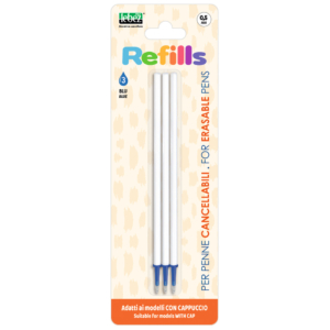 Refill inchiostro cancellabile Lebez blu per penne con cappuccio 0,5 mm - 81807 (conf.12 blister da 3 refill cad.)