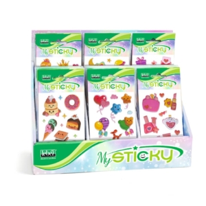 Espositore da banco 48 Stickers gommati Lebez Fantasy 6 soggetti assortiti A913