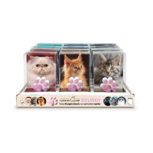 Espositore 12 quaderni Squishy Notes Cats Lebez 40 fogli bianchi 10,3x15,6 cm- soggetti assortiti 81950